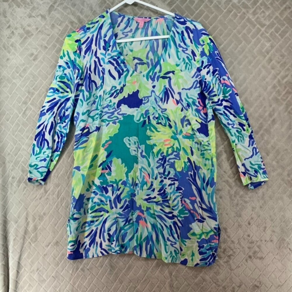 Lily Pulitzer Blouse Womens XS Tunic Top Colorful Half Sleeve Relaxed Fit Boho